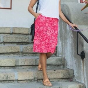 Ripskirt Hawaii length 3 wrap coverup skirt in Dahlia Teaberry print L